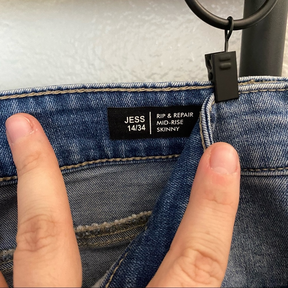 Buffalo David Bitton|14/34|Light Blue Jess Rip mad Repair Mid Rise Jeans - Picture 4 of 11